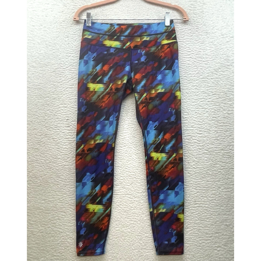 Athleta Leggings Womens Small Petite Colorburst Sonar Gym Workout Pocket Stretch